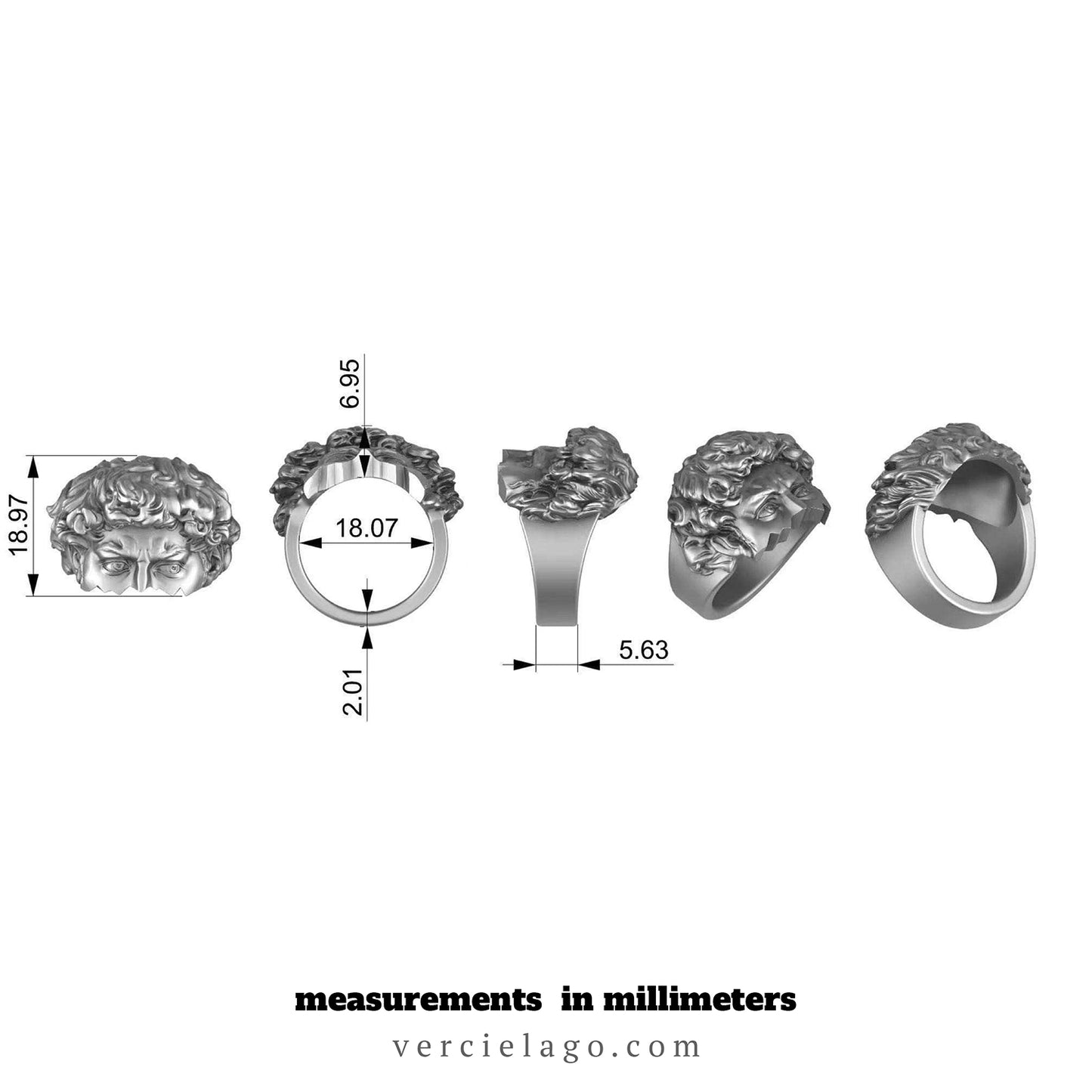 Vercielago David of Michelangelo Ring Silver